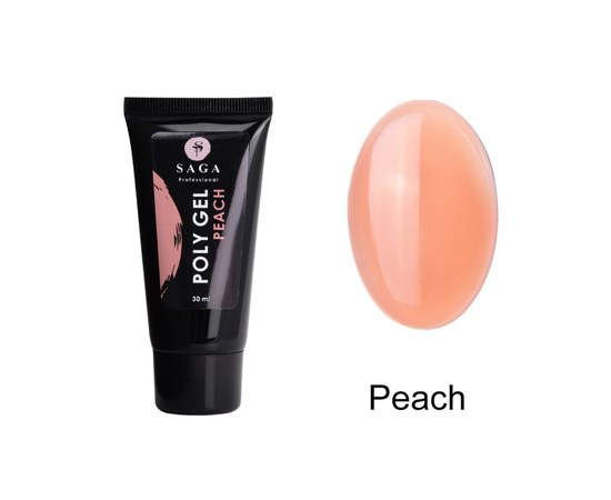 Изображение  Полигель SAGA POLY GEL Peach (персиковый), 30 мл, Объем (мл, г): 30, Цвет №: Peach