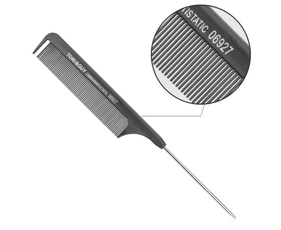 Изображение  Hair comb with metal tail T&G 06927 black
