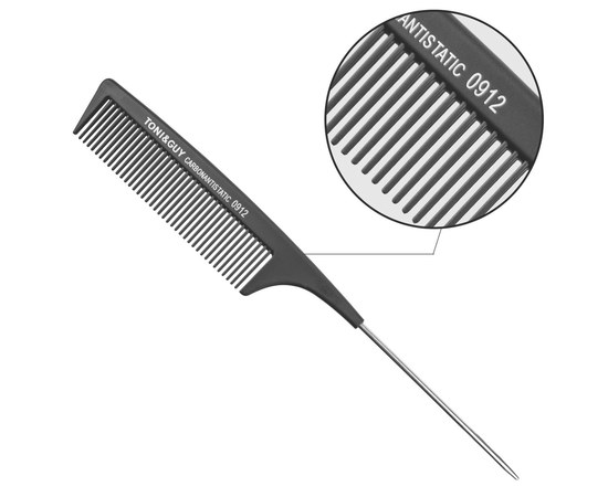 Изображение  Hair comb with metal tail T&G 0912 black