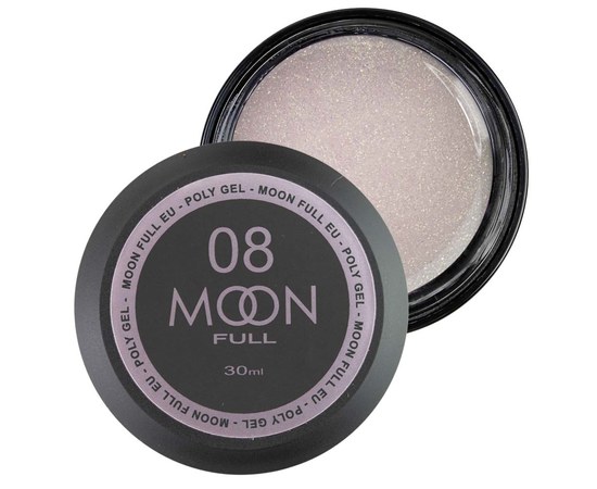 Изображение  Moon Full Poly Gel No. 08 Polygel for nail extension Nude with shimmer, 30 ml, Volume (ml, g): 30, Color No.: 8