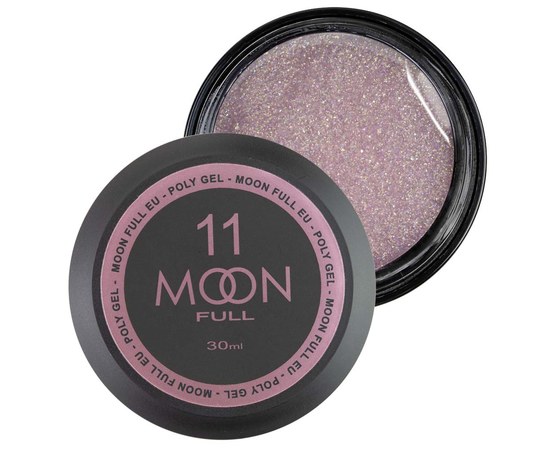 Изображение  Moon Full Poly Gel №11 Polygel for nail extension Light pink with shimmer, 30 ml, Volume (ml, g): 30, Color No.: 11