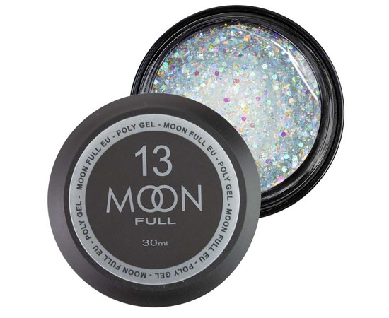 Изображение  Moon Full Poly Gel №13 Pearl confetti with potal, 30 ml, Volume (ml, g): 30, Color No.: 13