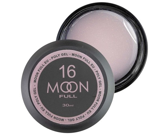 Изображение  Moon Full Poly Gel №16 Polygel for nail extension White Chocolate with shimmer, 30 ml, Volume (ml, g): 30, Color No.: 16