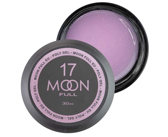 Изображение  Moon Full Poly Gel №17 Polygel for nail extension Lilac-white with shimmer, 30 ml, Volume (ml, g): 30, Color No.: 17