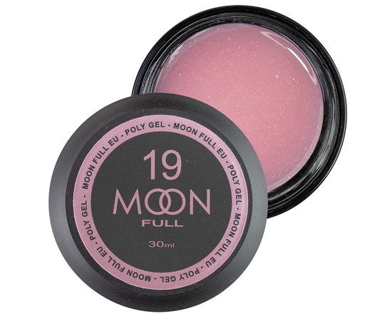 Изображение  Moon Full Poly Gel №19 полигель для наращивания ногтей Насыщенно-розовый с шиммером, 30 мл, Объем (мл, г): 30, Цвет №: 19