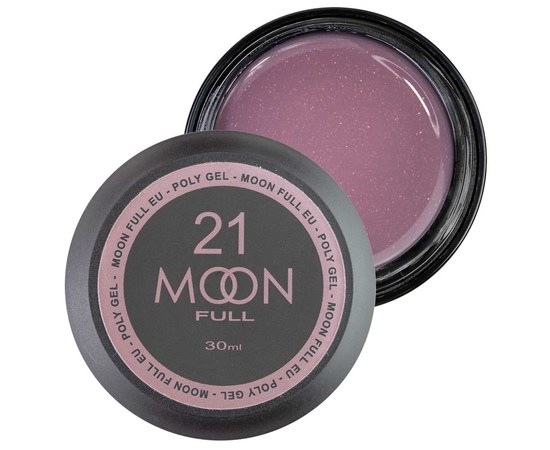 Изображение  Moon Full Poly Gel №21 полигель для наращивания ногтей Розовая Барби с шиммером, 30 мл, Объем (мл, г): 30, Цвет №: 21