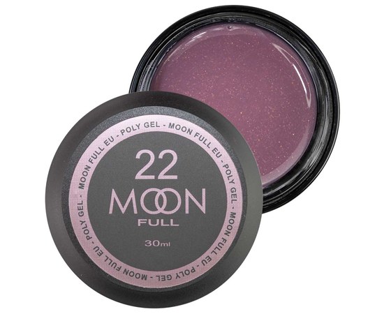 Изображение  Moon Full Poly Gel №22 Polygel for nail extension Pink Smoke with shimmer, 30 ml, Volume (ml, g): 30, Color No.: 22