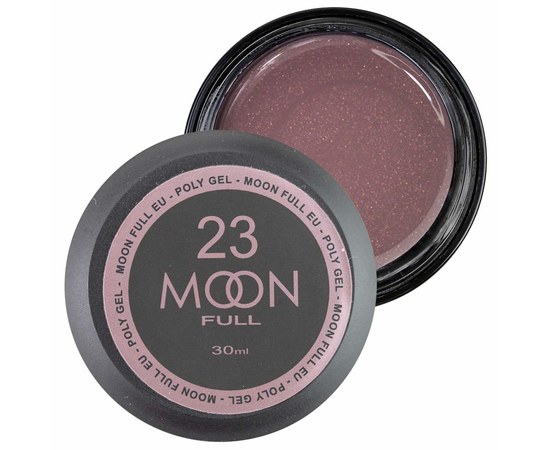 Изображение  Moon Full Poly Gel №23 полигель для наращивания ногтей Бежево-розовый с шиммером, 30 мл, Объем (мл, г): 30, Цвет №: 23