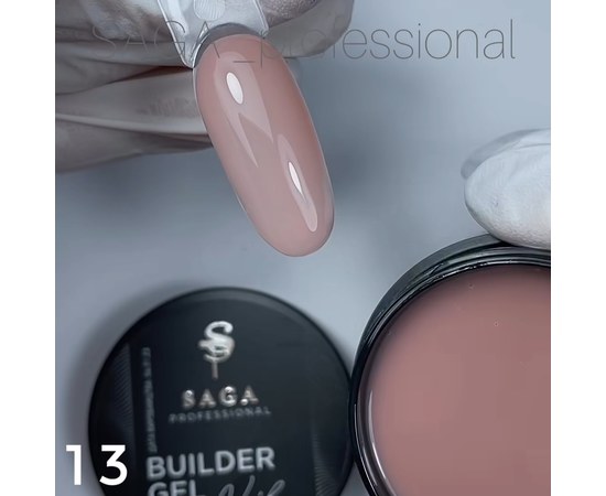 Изображение  Гель для наращивания SAGA Builder Gel Veil №13 кремово-розовый, 30 мл, Объем (мл, г): 30, Цвет №: 13