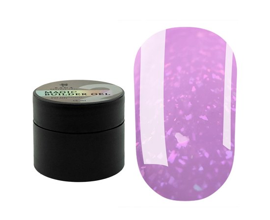 Изображение  Camouflage gel SAGA Builder Gel Magic No. 02 lilac with multi-colored potal, 15 ml, Volume (ml, g): 15, Color No.: 2