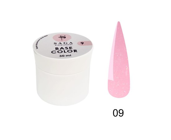 Зображення  База камуфлююча SAGA Color Base №09 ніжно-рожевий з шимером, 30 мл, Об'єм (мл, г): 30, Цвет №: 09