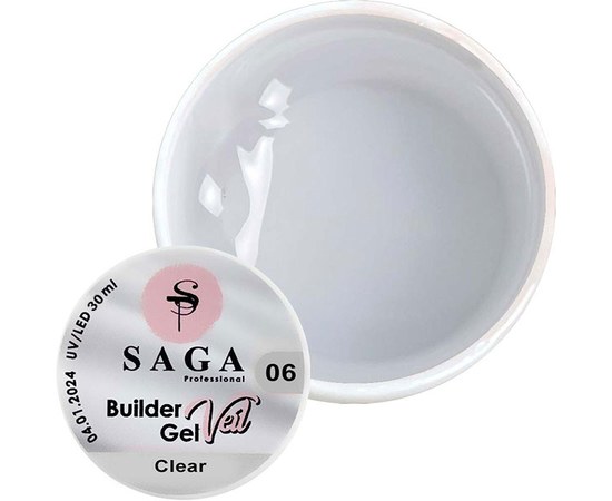 Изображение  Гель для наращивания SAGA Builder Gel Veil №06 прозрачный, 30 мл, Объем (мл, г): 30, Цвет №: 06