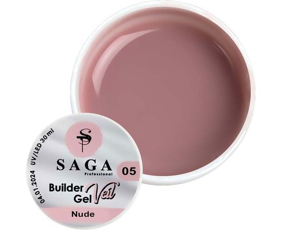 Зображення  Гель для нарощування SAGA Builder Gel Veil №05 ніжно-рожевий, 30 мл, Об'єм (мл, г): 30, Цвет №: 05