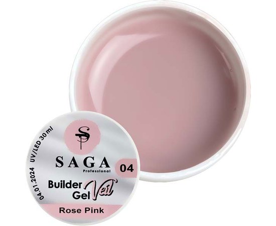 Изображение  Гель для наращивания SAGA Builder Gel Veil №04 сливочно-розовый, 30 мл, Объем (мл, г): 30, Цвет №: 04
