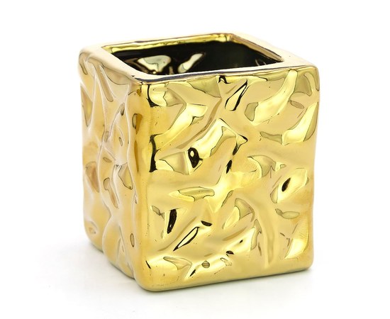 Зображення  Контейнер склянку керамічний квадрат Lilly Beaute золото камінь