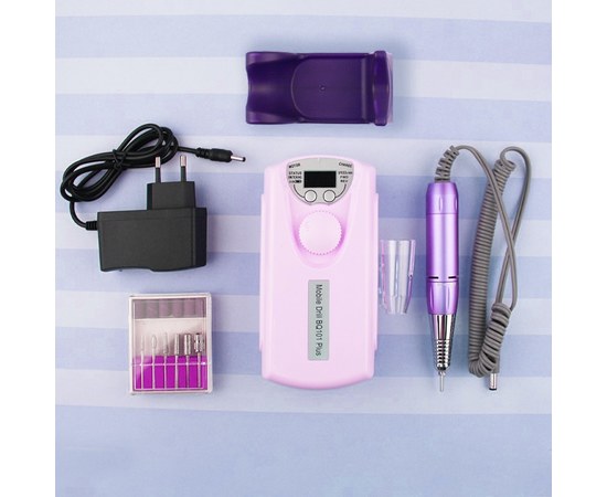 Зображення  Фрезер портативний Mobile Drill BQ101 Plus на акумуляторі, 45 Вт 35 000 об, рожевий, Колір фрезера: Рожевий, Колір: Рожевий