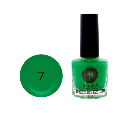 Изображение  Лак-краска для стемпинга SAGA Stamping Paint №07 зеленый, 8 мл, Цвет №: 07