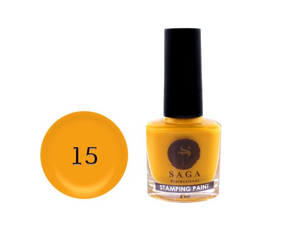 Зображення  Лак-фарба для стемпінгу SAGA Stamping Paint №15 гарбузово-жовтий, 8 мл, Цвет №: 15