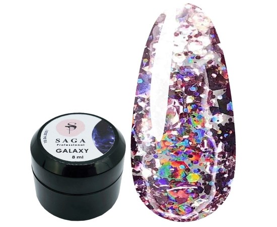 Зображення  Глітерний гель SAGA GALAXY glitter №02, 8 мл, Об'єм (мл, г): 8, Цвет №: 02