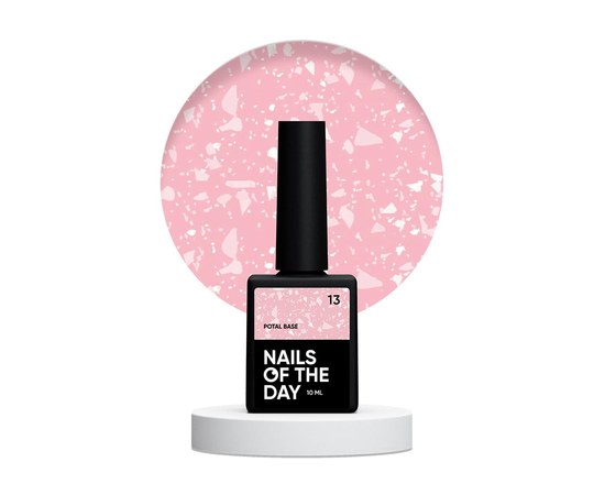 Изображение  Nails of the Day Potal base 13 – нежно-розовая база с белой стильной талью, 10 мл., Объем (мл, г): 10, Цвет №: 13