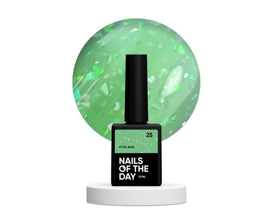 Изображение  Nails of the Day Potal base 25 - light green/lime base with holographic stylish tal, 10 ml, Volume (ml, g): 10, Color No.: 25