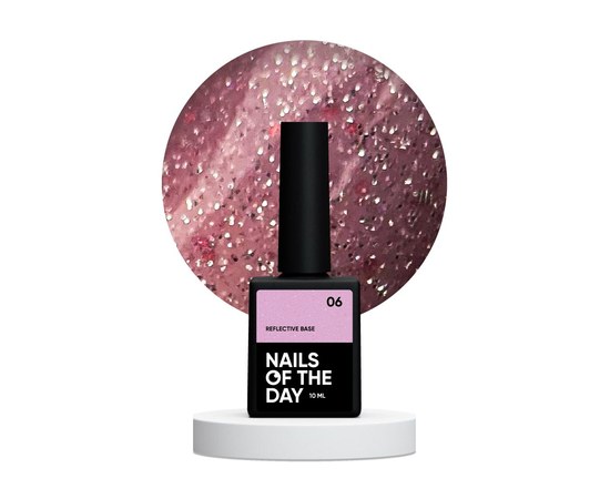 Изображение  Nails of the Day Reflective base 06 - camouflage reflective base with shimmer (pale pink), 10 ml, Volume (ml, g): 10, Color No.: 6