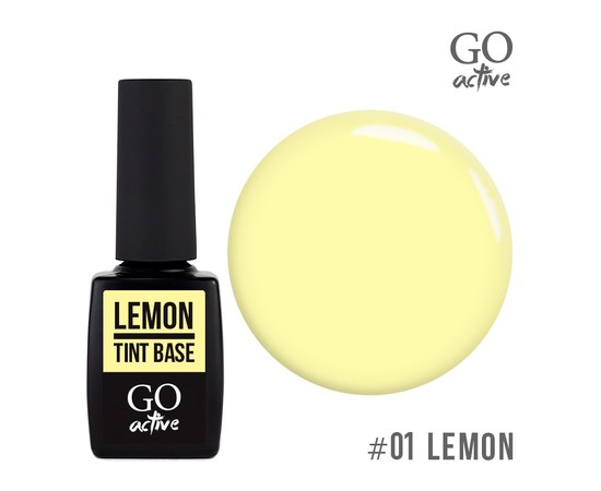 Изображение  База цветная GO Active Tint Base 01 Lemon, пастельно-желтый, 10 мл, Объем (мл, г): 10, Цвет №: 01