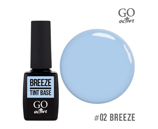 Изображение  База цветная GO Active Tint Base 02 Breeze, пастельно-голубой, 10 мл, Объем (мл, г): 10, Цвет №: 02