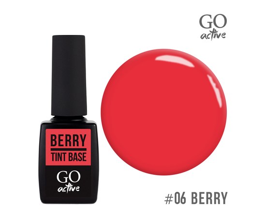 Зображення  База кольорова GO Active Tint Base 06 Berry, червоний, 10 мл, Об'єм (мл, г): 10, Цвет №: 06