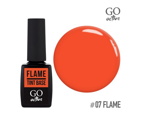 Изображение  База цветная GO Active Tint Base 07 Flame, оранжевое пламя, 10 мл, Объем (мл, г): 10, Цвет №: 07