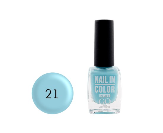 Зображення  Лак для нігтів Go Active Nail in Color 021 блакитний, 10 мл, Об'єм (мл, г): 10, Цвет №: 021
