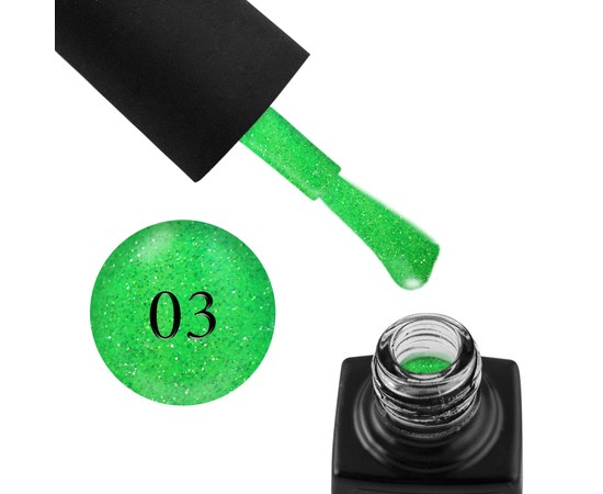 Зображення  Гель-лак GO Active High Light 03 зелений, світловідбивний, 10 мл, Об'єм (мл, г): 10, Цвет №: 03