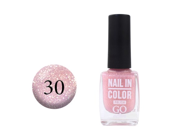 Изображение  Лак для ногтей Go Active Nail in Color 030 прозрачно-розовый с золотистой слюдой, 10 мл, Объем (мл, г): 10, Цвет №: 030