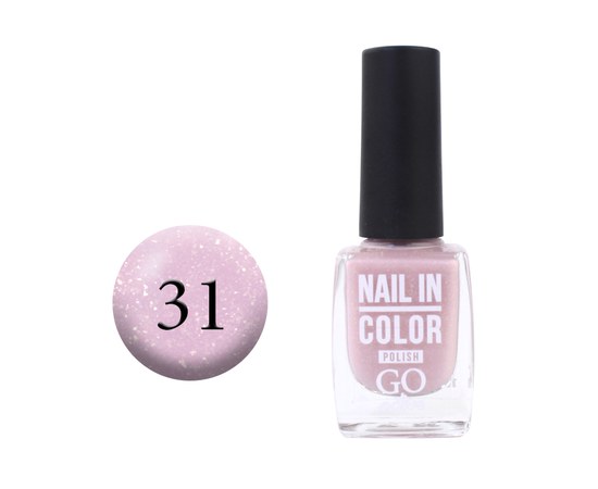 Зображення  Лак для нігтів Go Active Nail in Color 031 прозорий пастельно-рожевий із золотистою слюдою, 10 мл, Об'єм (мл, г): 10, Цвет №: 031