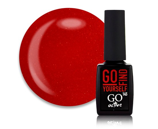 Изображение  Gel polish GO Active 145 Go Find Yourself red with small golden shimmers, 10 ml, Volume (ml, g): 10, Color No.: 145