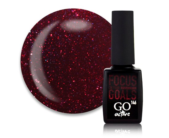 Изображение  Gel polish GO Active 146 Focus On Your Goals marsala with shimmers, 10 ml, Volume (ml, g): 10, Color No.: 146