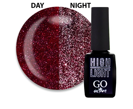 Изображение  Gel polish GO Active High Light 08 burgundy, reflective, 10 ml, Volume (ml, g): 10, Color No.: 8