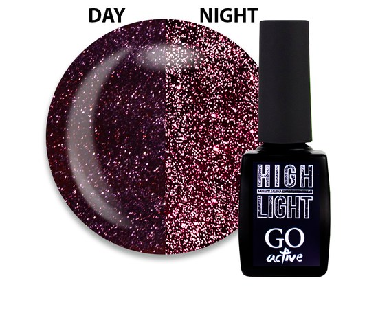 Изображение  Gel polish GO Active High Light 09 grape burgundy, reflective, 10 ml, Volume (ml, g): 10, Color No.: 9