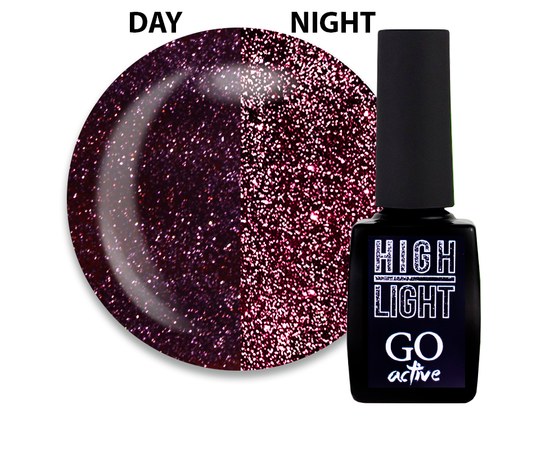 Изображение  Gel polish GO Active High Light 09 grape burgundy, reflective, 10 ml, Volume (ml, g): 10, Color: 9