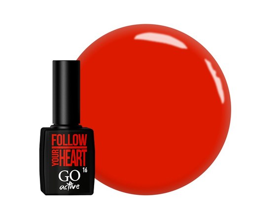 Изображение  Gel polish GO Active 016 Follow Your Heart bright red, 10 ml, Volume (ml, g): 10, Color No.: 16