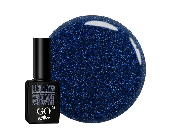 Изображение  Gel polish GO Active 076 Follow Your Heart dark blue with shimmers, 10 ml, Volume (ml, g): 10, Color No.: 76