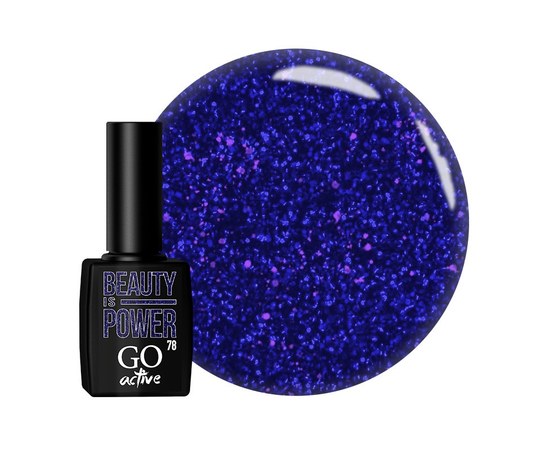 Изображение  Gel polish GO Active 078 Beauty is Power indigo with blue-violet sparkles, 10 ml, Volume (ml, g): 10, Color No.: 78