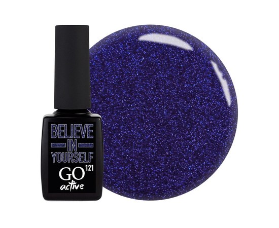 Изображение  Gel polish GO Active 121 Believe In Yourself blue with shimmers, 10 ml, Volume (ml, g): 10, Color No.: 121