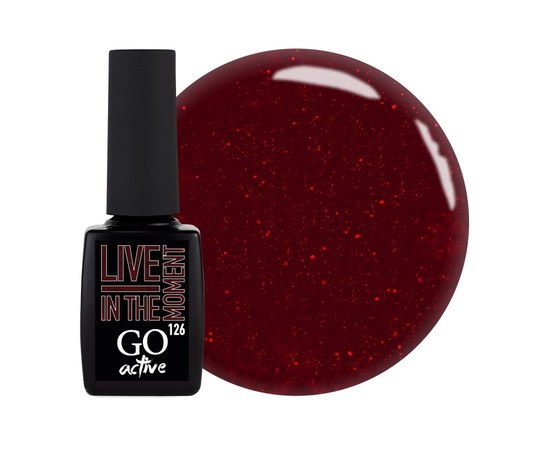 Изображение  Gel Polish GO Active 126 Live In The Moment Bordeaux with shimmers, 10 ml, Volume (ml, g): 10, Color No.: 126
