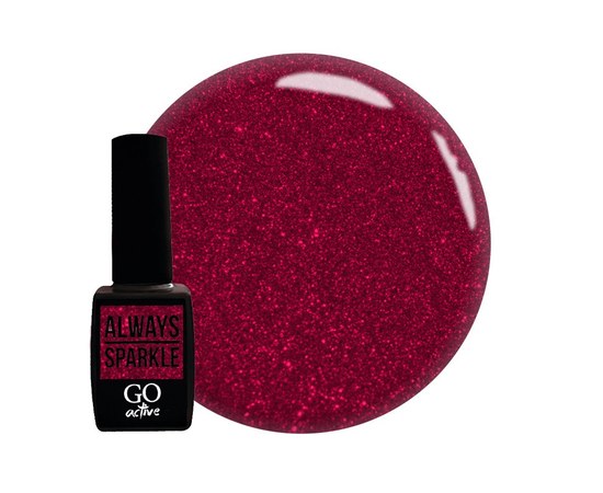 Изображение  Gel polish GO Active Always Sparkle 11 raspberry red with shimmers, 10 ml, Volume (ml, g): 10, Color No.: 11