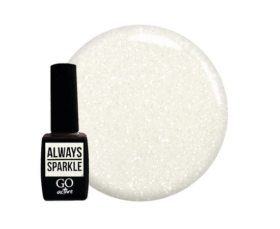 Изображение  Gel polish GO Active Always Sparkle 14 silvery small sequins and shimmers on a transparent basis, 10 ml, Volume (ml, g): 10, Color No.: 14