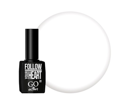 Изображение  Gel polish GO Active 001 Follow your heart white, 10 ml, Volume (ml, g): 10, Color No.: 1