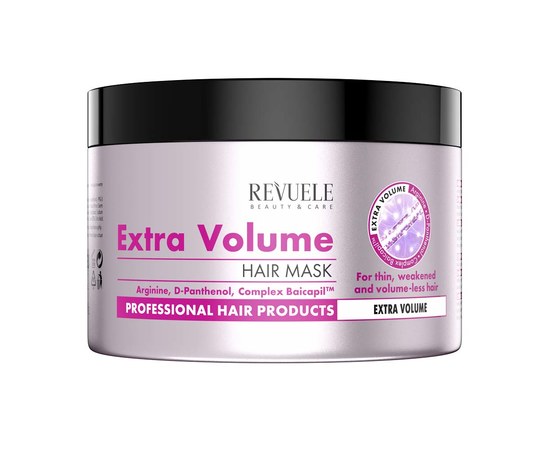 Зображення  Маска екстра об'єм REVUELE Hair Mask Extra Volume для тонкого та ослаблого волосся, 500 мл
