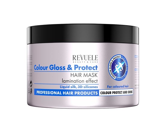 Зображення  Маска для фарбованого волосся REVUELE Color Gloss & Protect з ефектом ламінування, 500 мл