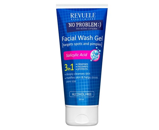 Изображение  REVUELE No Problem Washing Gel for spots and pimples with salicylic acid, 200 ml